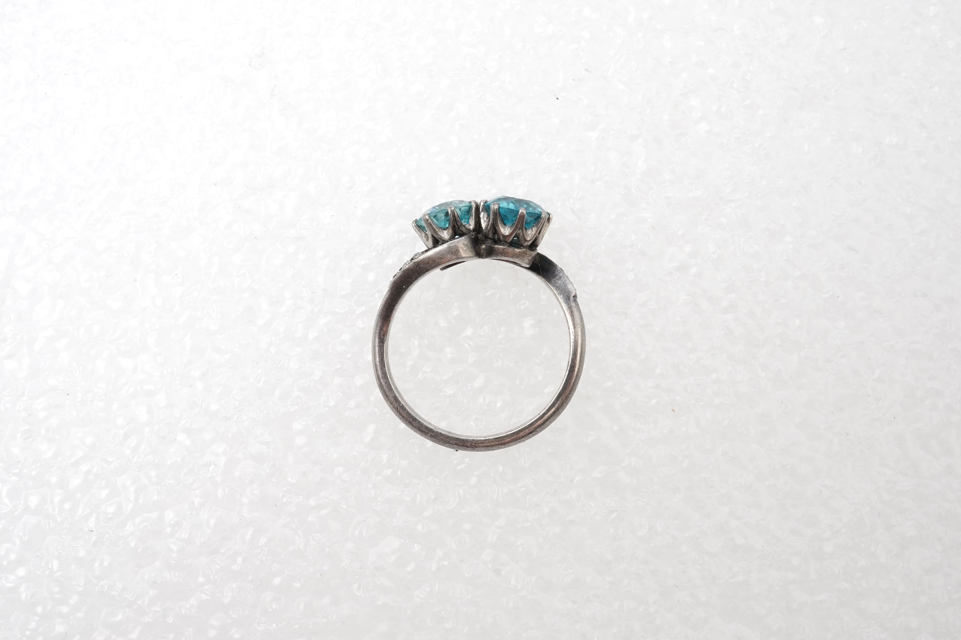 A zircon and diamond 'toi-et-moi' ring